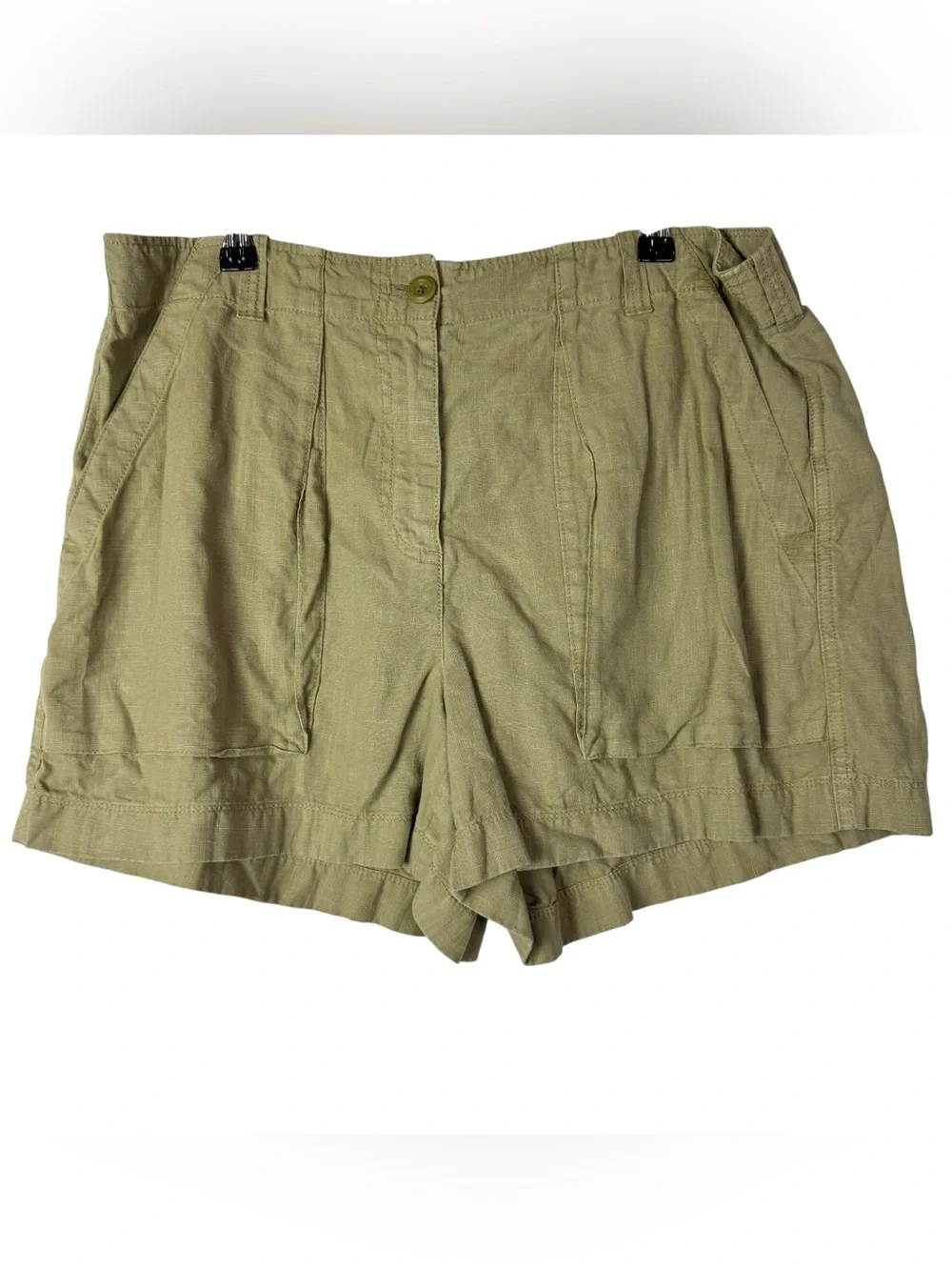 J. Crew Seaside Cargo Brown Green Utility Linen Blend Shorts 14